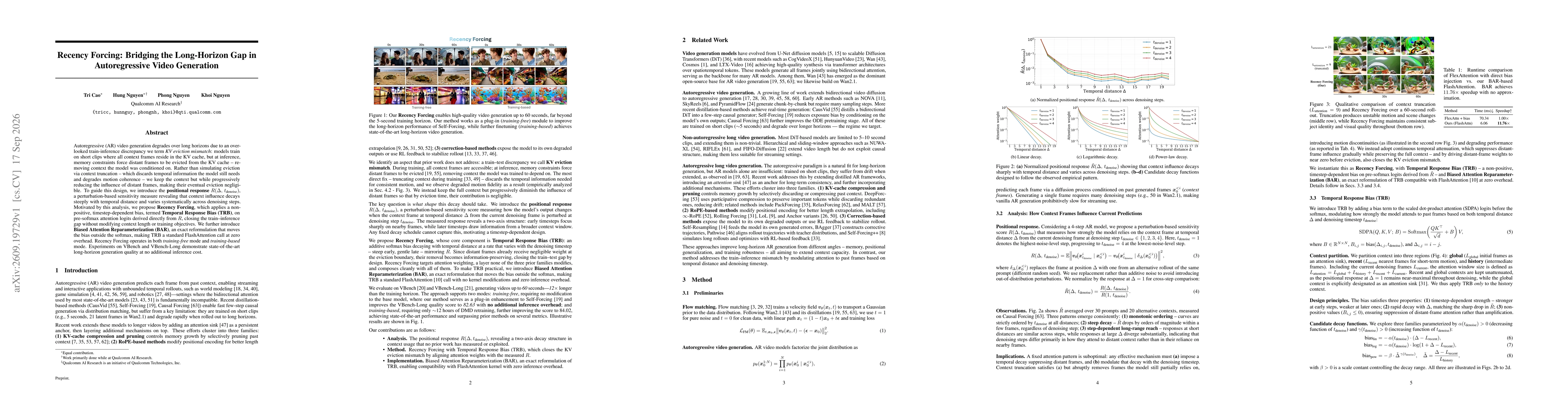 Thumbnail for Recency Forcing: Bridging the Long-Horizon Gap in Autoregressive Video Generation