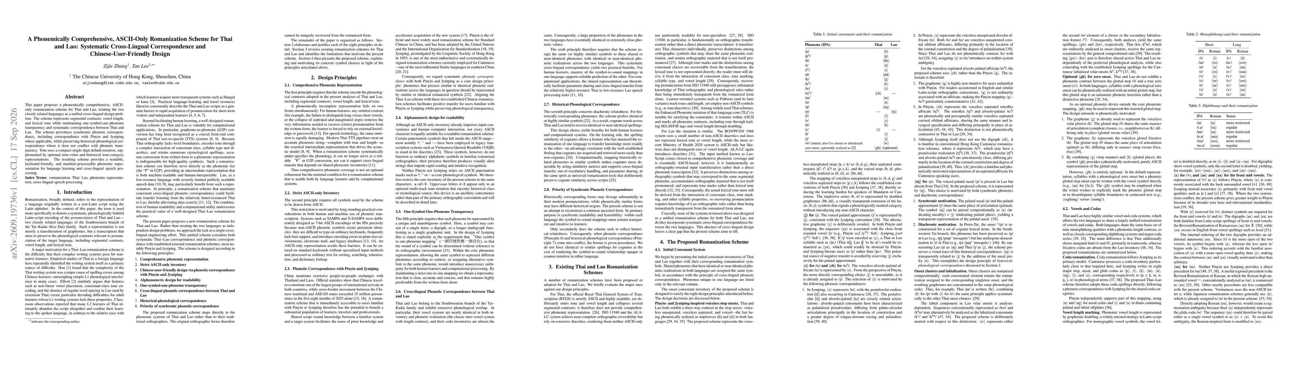 Thumbnail for A Phonemically Comprehensive, ASCII-Only Romanization Scheme for Thai and Lao: Systematic Cross-Lingual Correspondence and Chinese-User-Friendly Design