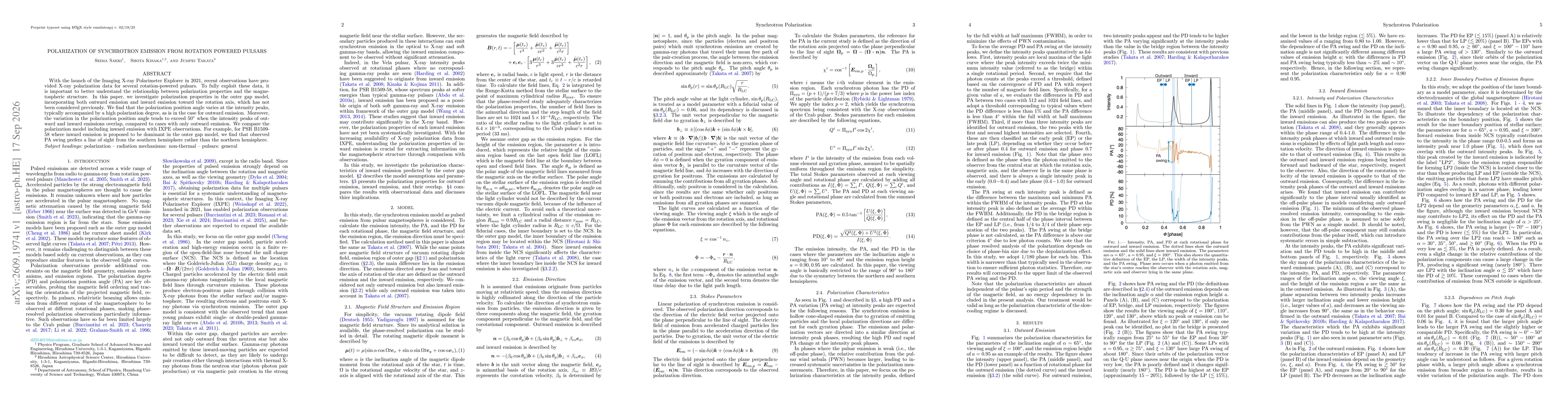 Thumbnail for Polarization of Synchrotron Emission from Rotation Powered Pulsars