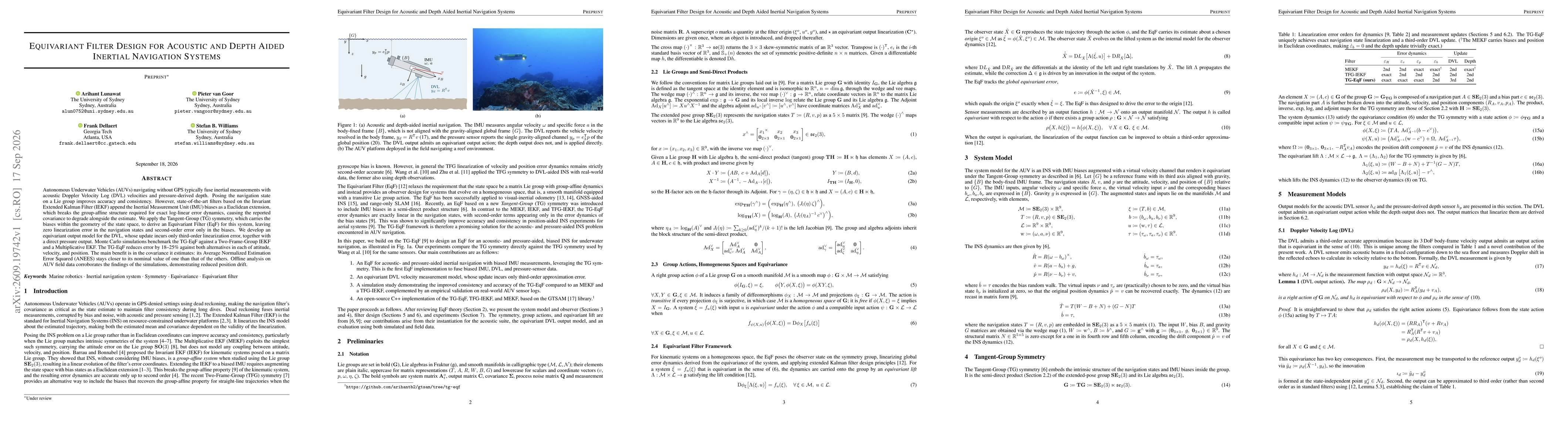 Thumbnail for Equivariant Filter Design for Acoustic and Depth Aided Inertial Navigation Systems