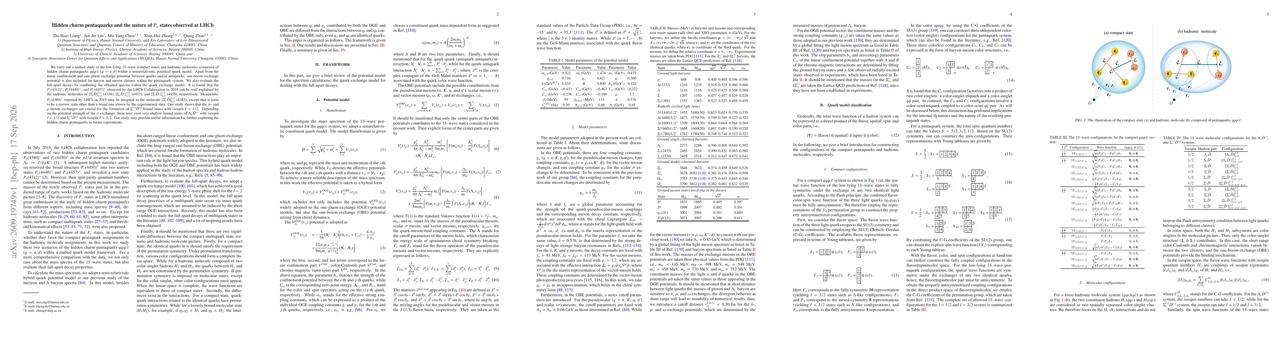 Thumbnail for Hidden charm pentaquarks and the nature of $P_{c}$ states observed at LHCb