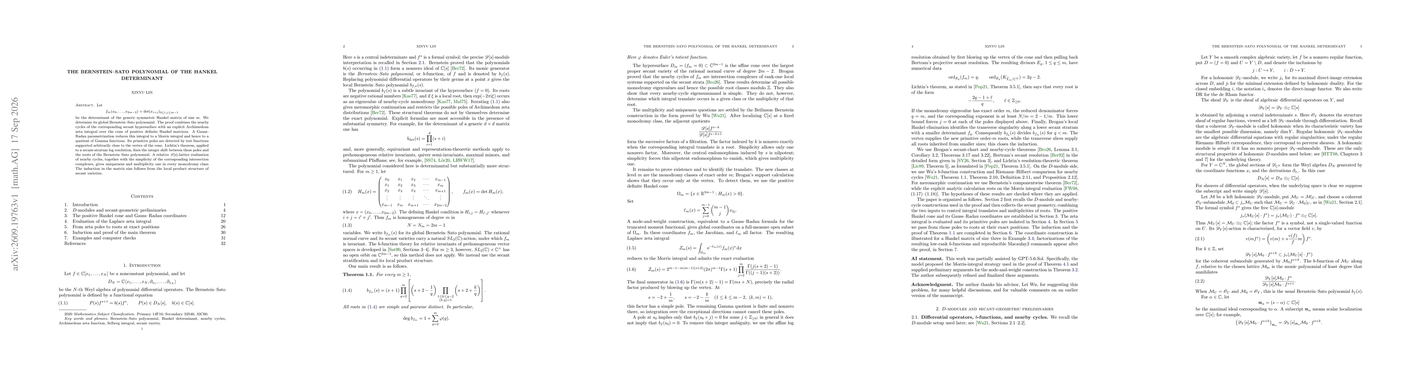 Thumbnail for The Bernstein-Sato Polynomial of the Hankel Determinant