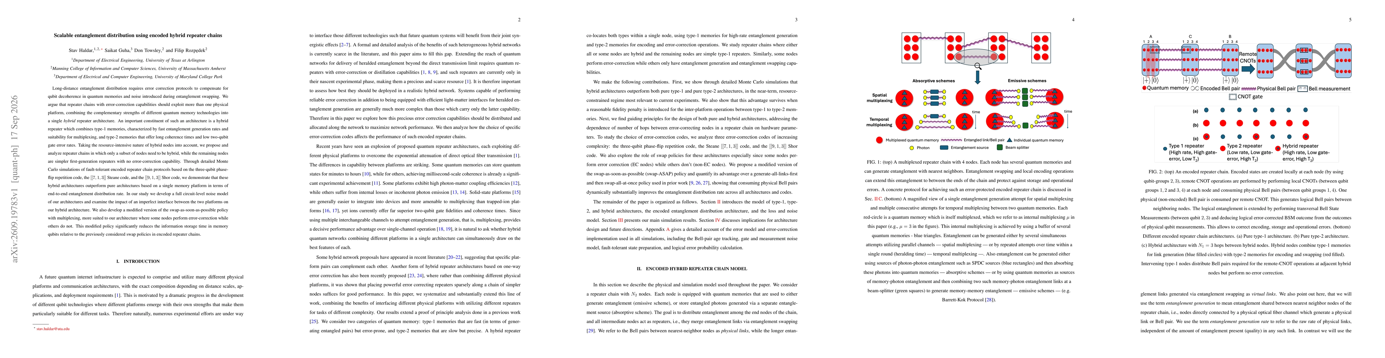 Thumbnail for Scalable entanglement distribution using encoded hybrid repeater chains