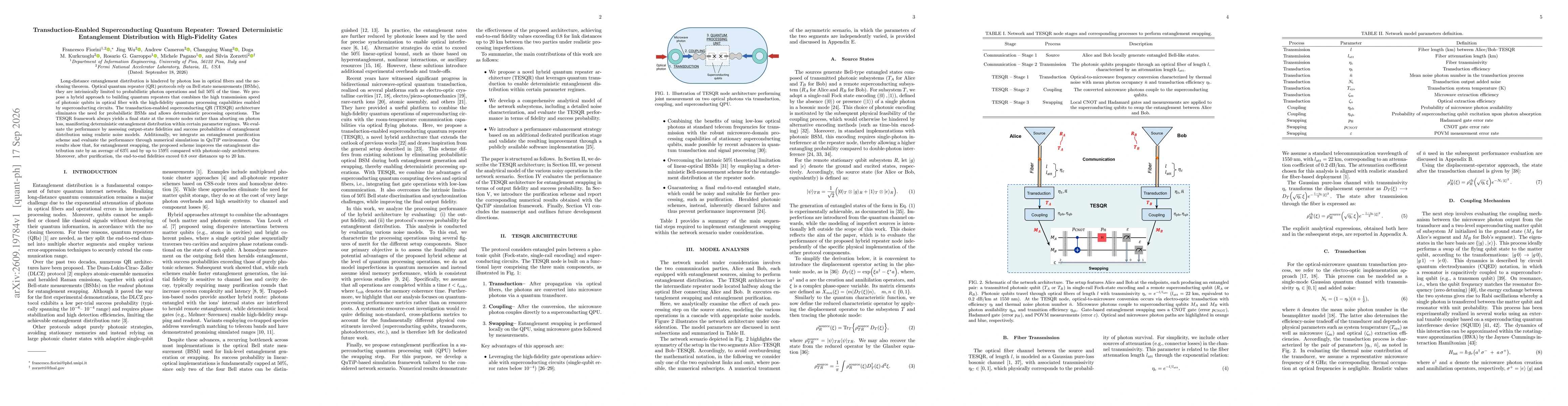 Thumbnail for Transduction-Enabled Superconducting Quantum Repeater: Toward Deterministic Entanglement Distribution with High-Fidelity Gates