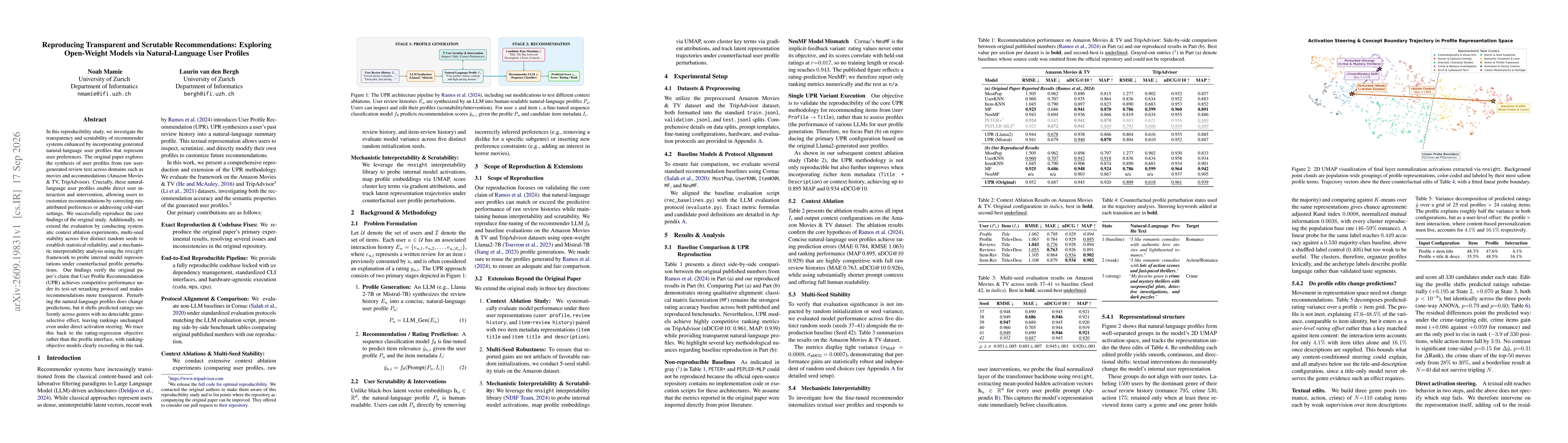 Thumbnail for Reproducing Transparent and Scrutable Recommendations: Exploring Open-Weight Models via Natural-Language User Profiles