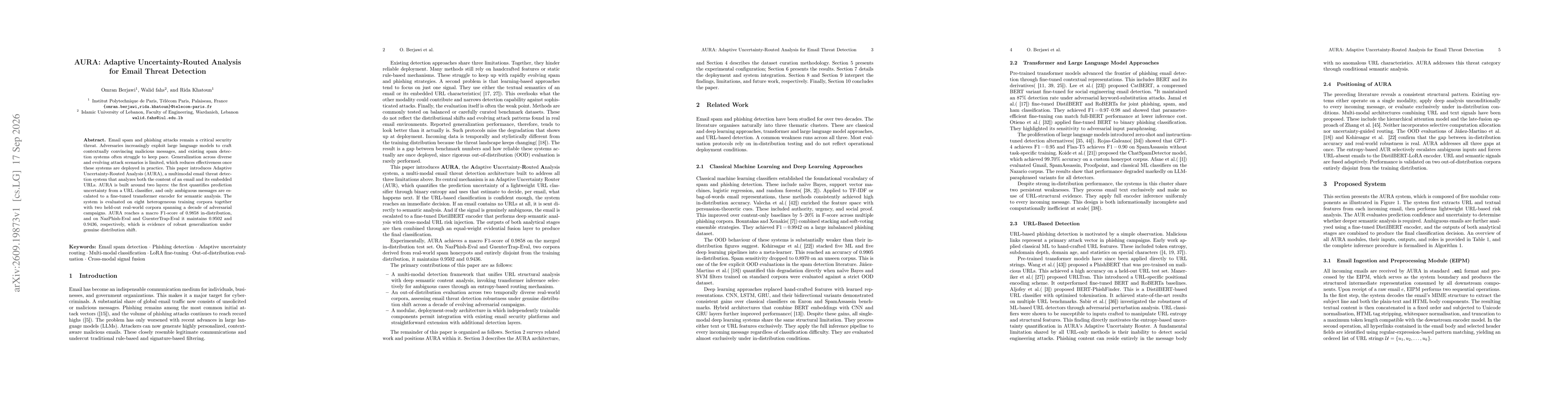 Thumbnail for AURA: Adaptive Uncertainty-Routed Analysis for Email Threat Detection