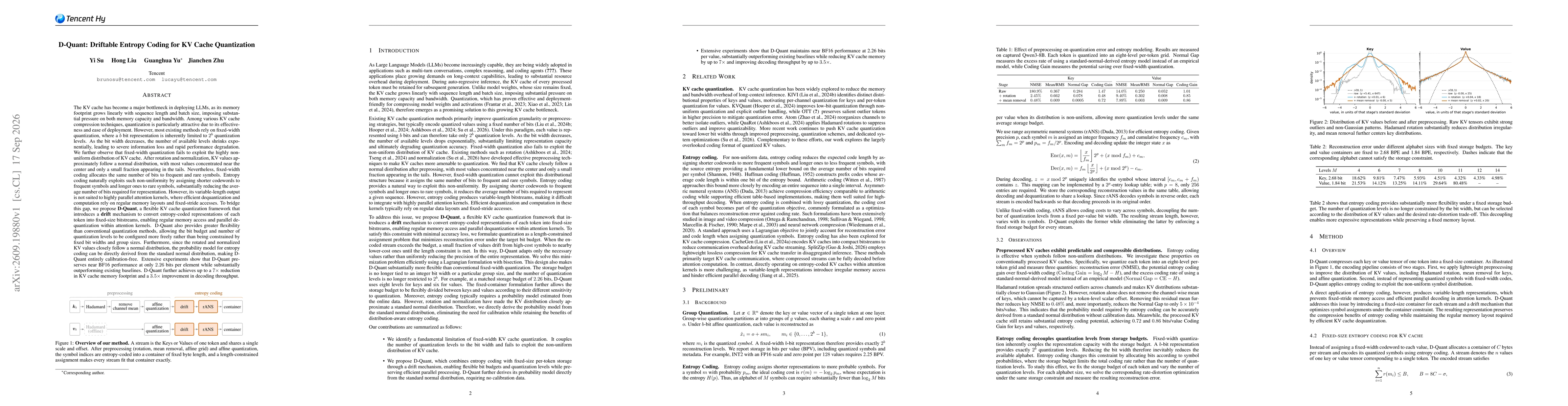 Thumbnail for D-Quant: Driftable Entropy Coding for KV Cache Quantization