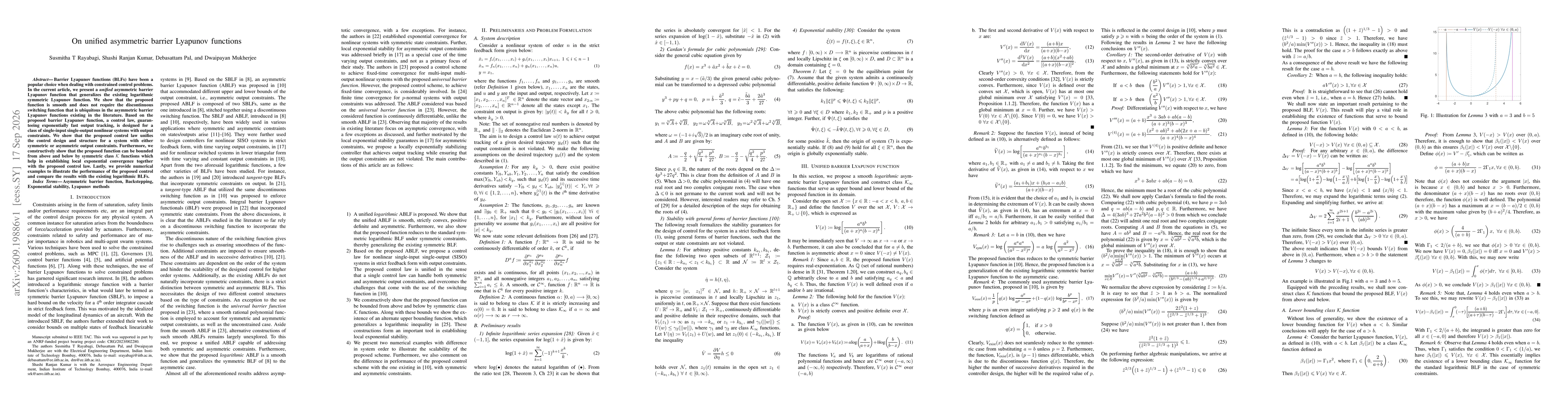 Thumbnail for On unified asymmetric barrier Lyapunov functions