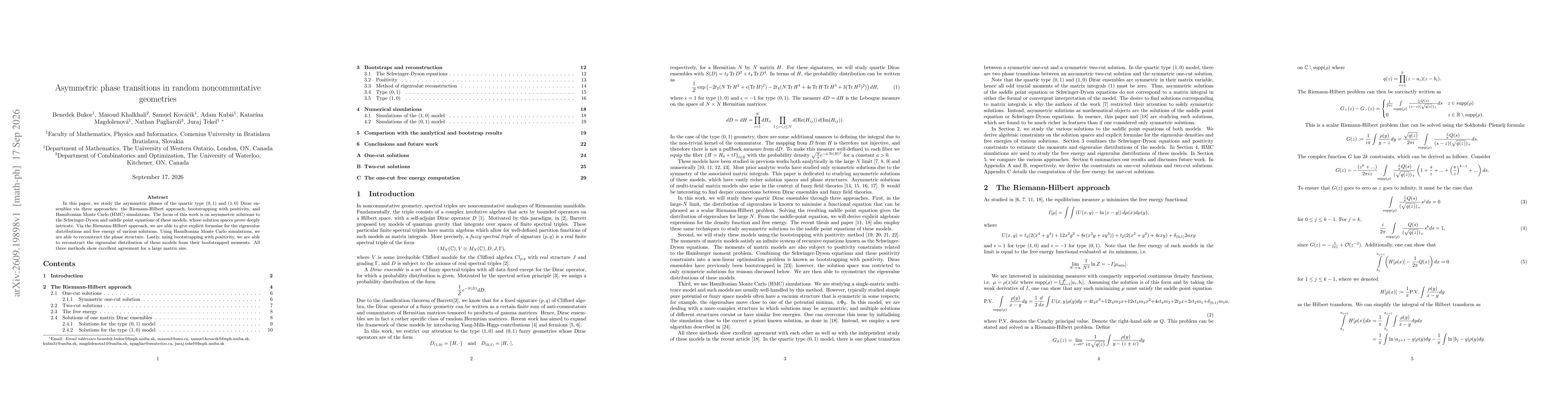 Thumbnail for Asymmetric phase transitions in random noncommutative geometries