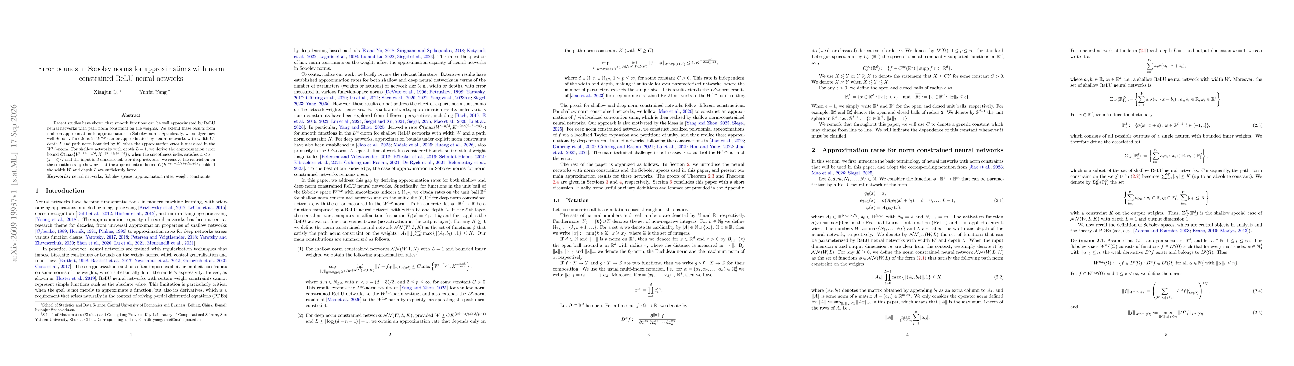 Thumbnail for Error bounds in Sobolev norms for approximations with norm constrained ReLU neural networks
