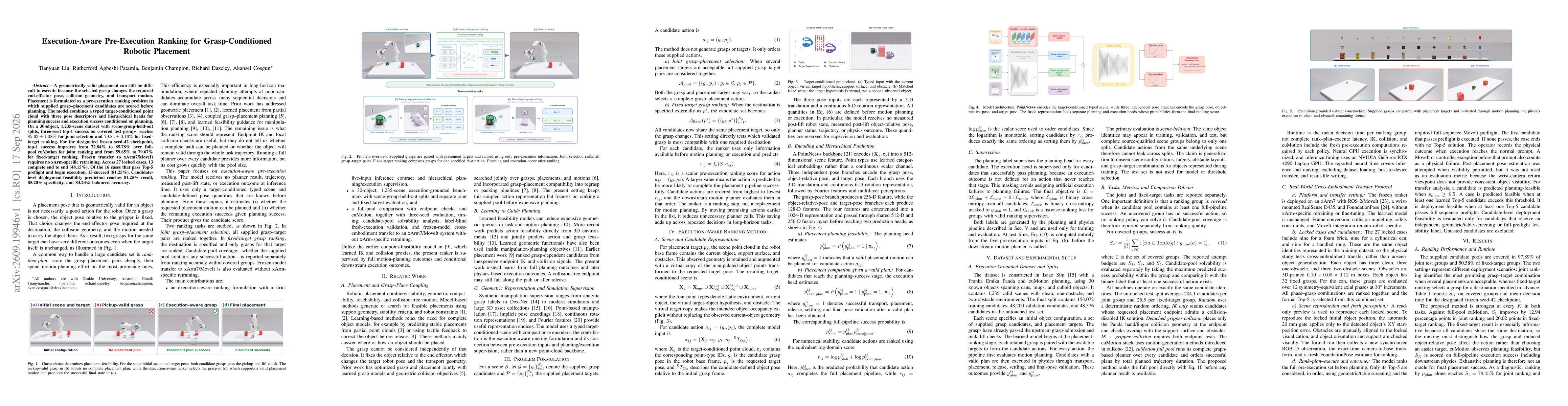 Thumbnail for Execution-Aware Pre-Execution Ranking for Grasp-Conditioned Robotic Placement