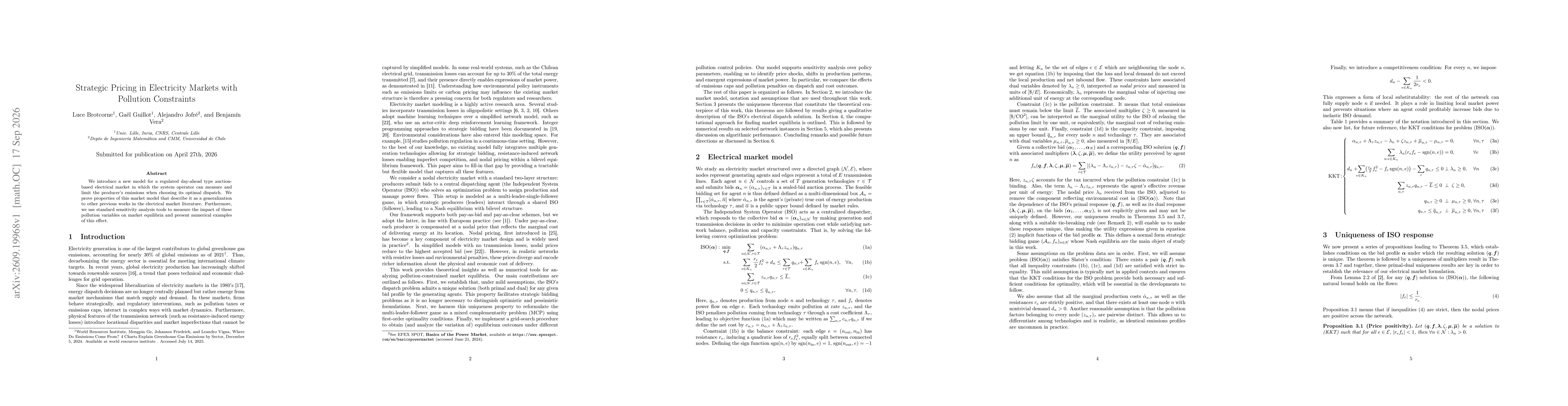 Thumbnail for Strategic Pricing in Electricity Markets with Pollution Constraints