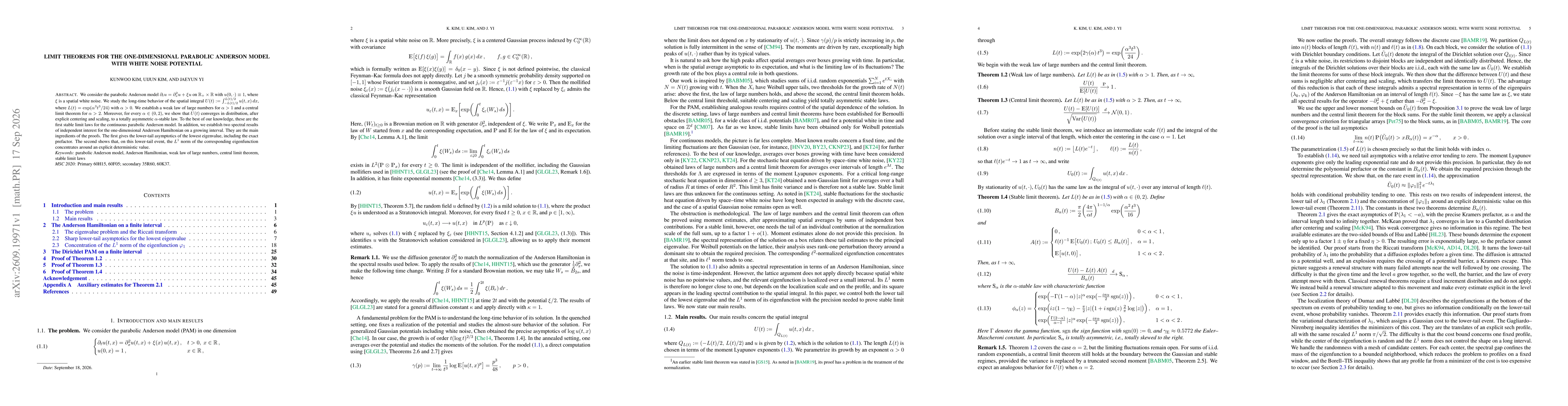 Thumbnail for Limit theorems for the one-dimensional parabolic Anderson model with white noise potential