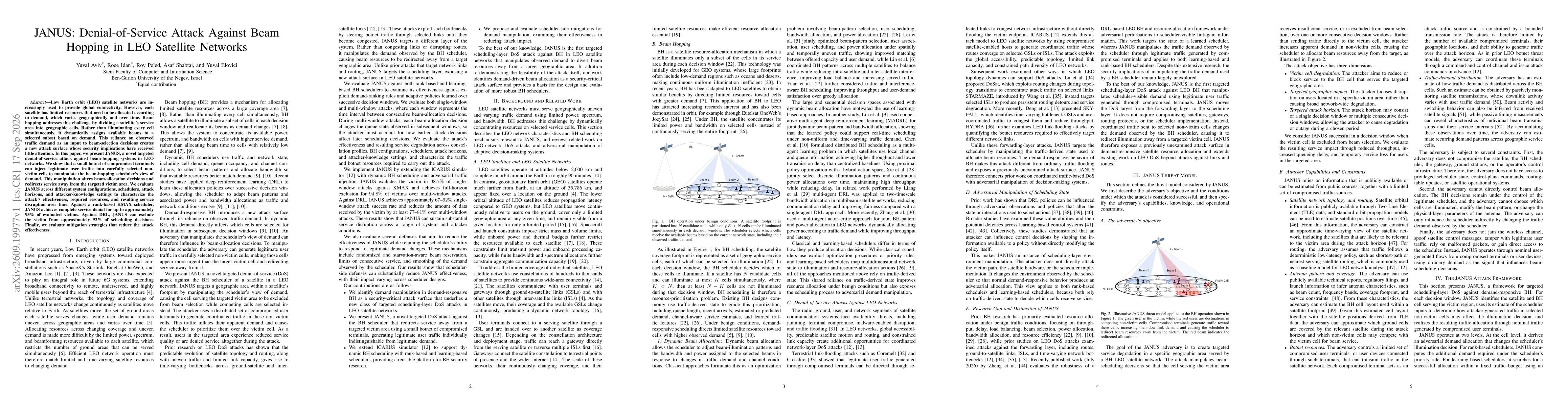 Thumbnail for JANUS: Denial-of-Service Attack Against Beam Hopping in LEO Satellite Networks