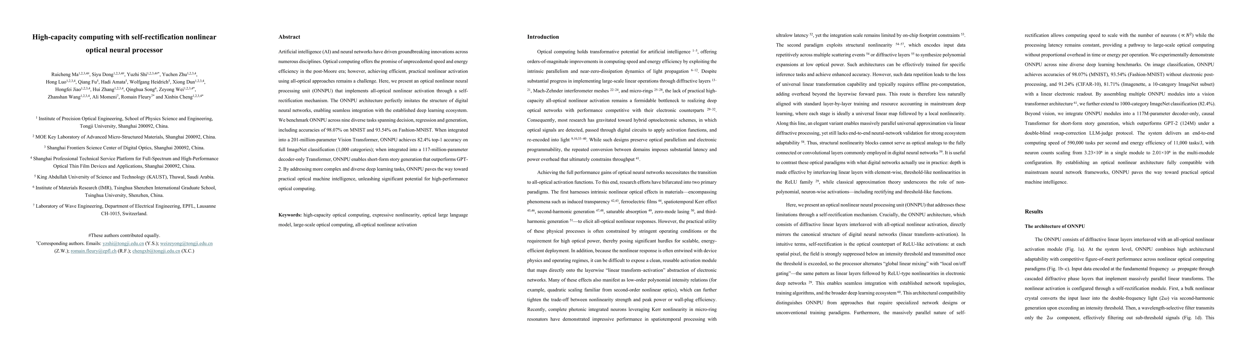 Thumbnail for High-capacity computing with self-rectification nonlinear optical neural processor