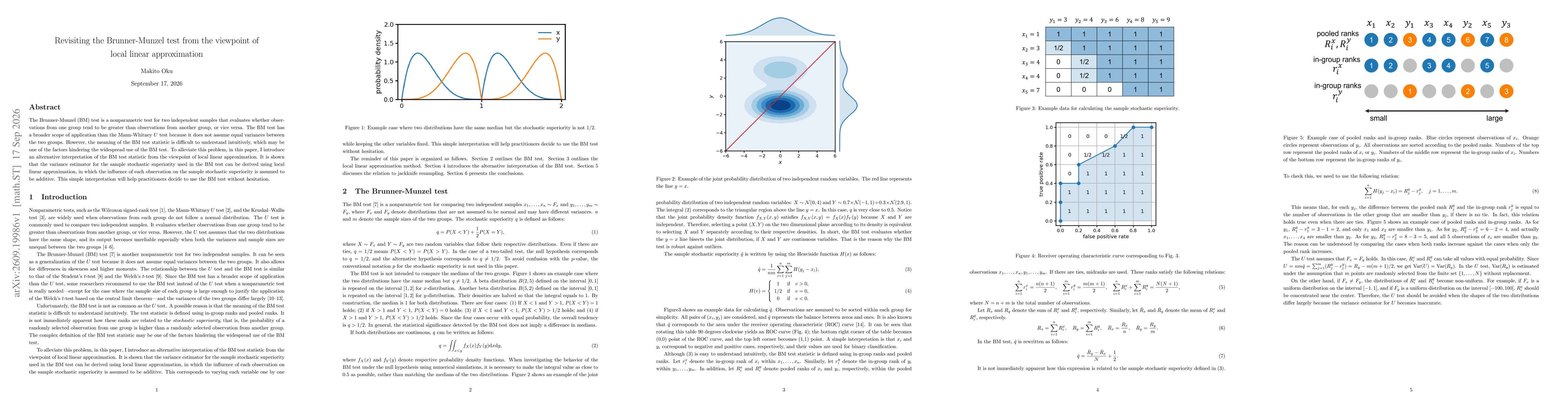 Thumbnail for Revisiting the Brunner-Munzel test from the viewpoint of local linear approximation