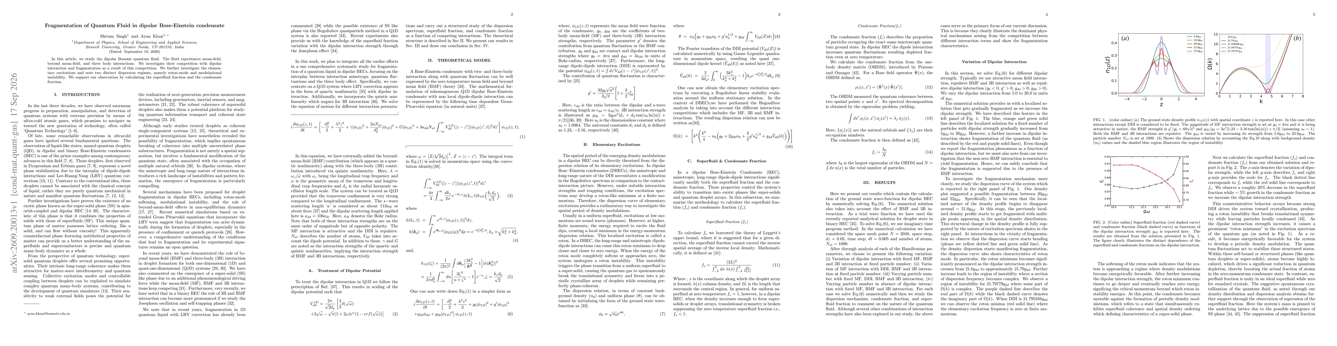 Thumbnail for Fragmentation of Quantum Fluid in dipolar Bose-Einstein condensate