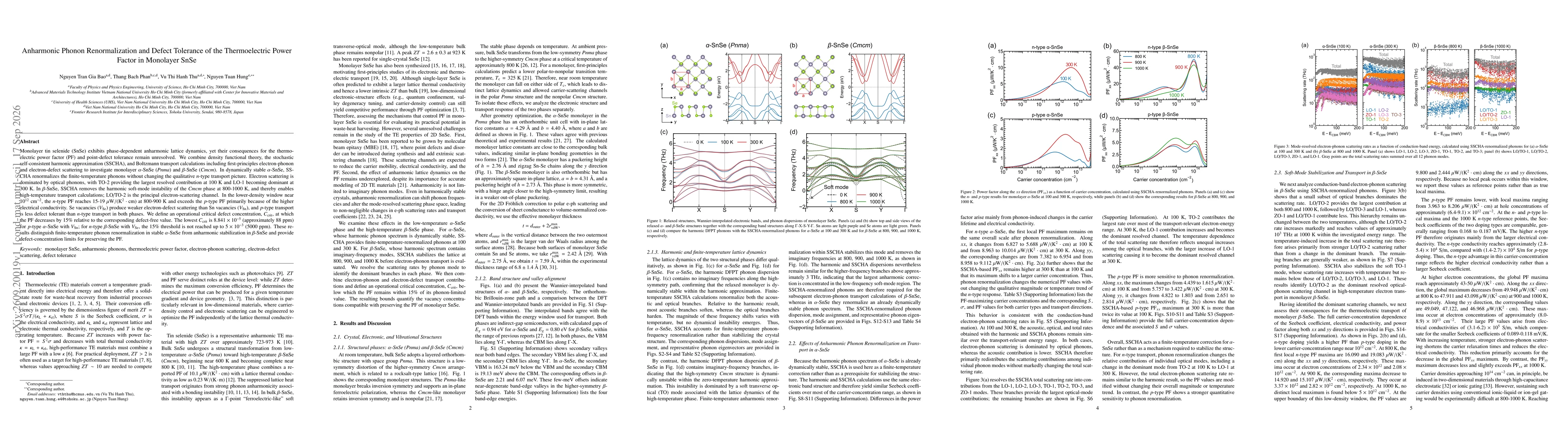 Thumbnail for Anharmonic Phonon Renormalization and Defect Tolerance of the Thermoelectric Power Factor in Monolayer SnSe