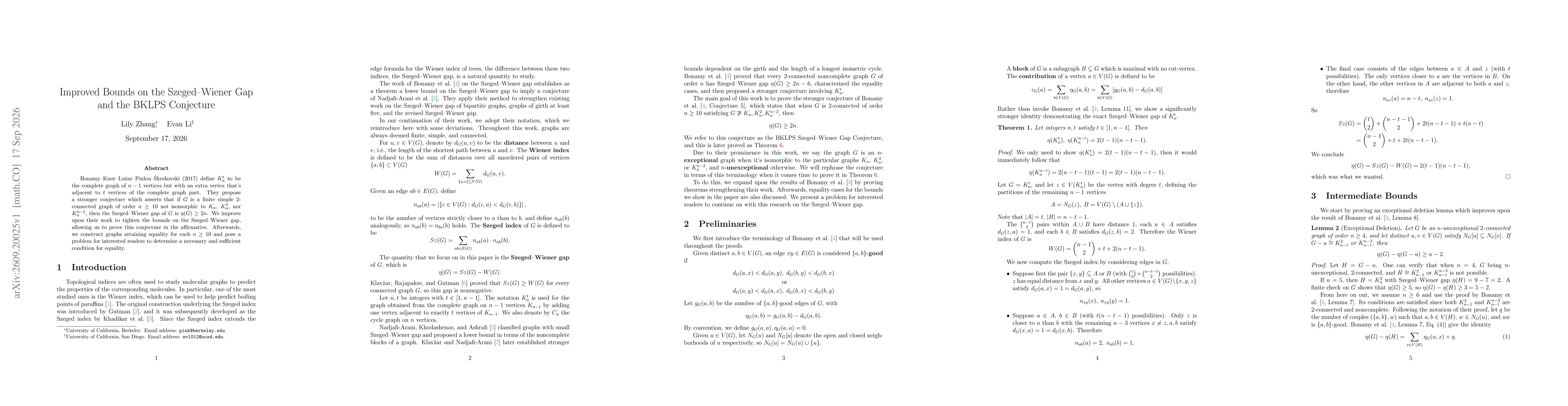 Thumbnail for Improved Bounds on the Szeged-Wiener Gap and the BKLPS Conjecture