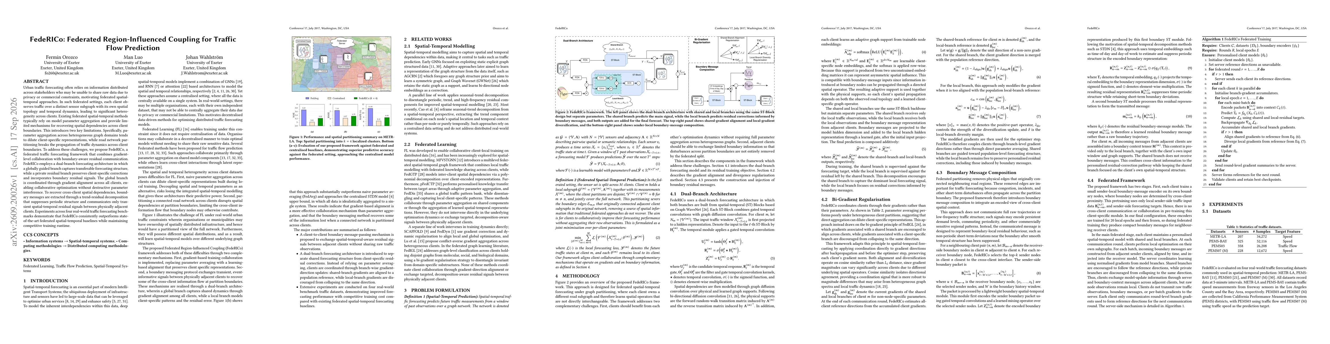 Thumbnail for FedeRICo: Federated Region-Influenced Coupling for Traffic Flow Prediction
