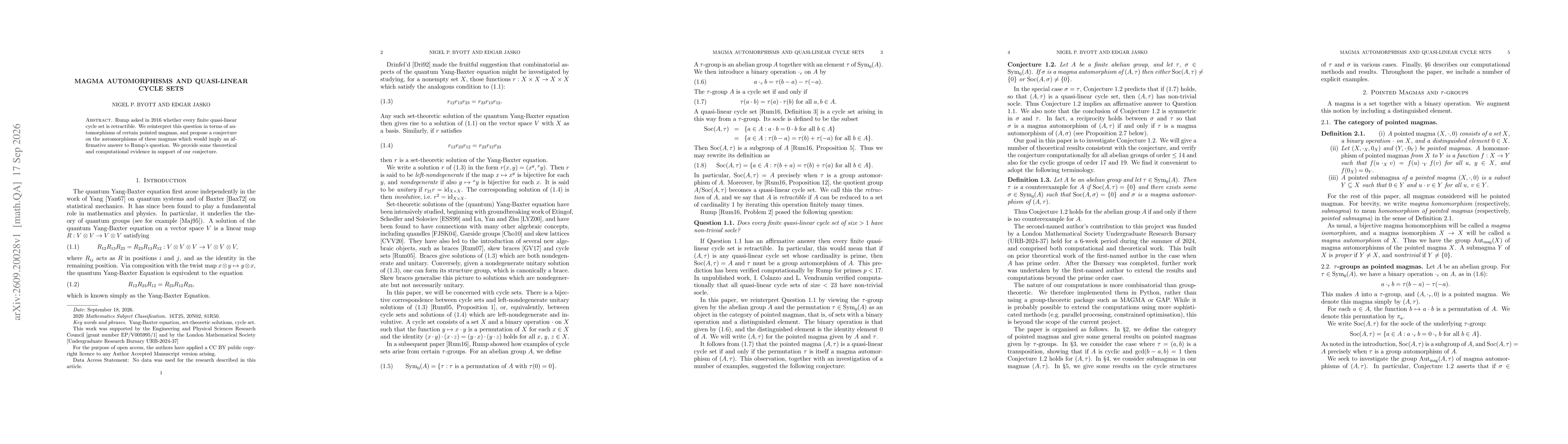 Thumbnail for Magma Automorphisms and Quasi-Linear Cycle Sets