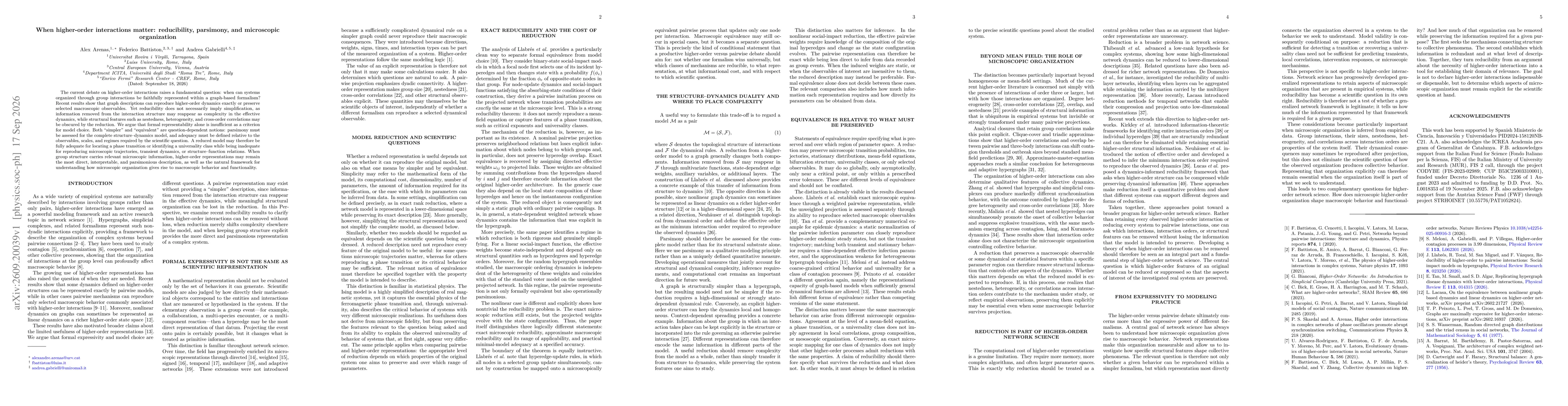 Thumbnail for When higher-order interactions matter: reducibility, parsimony, and microscopic organization