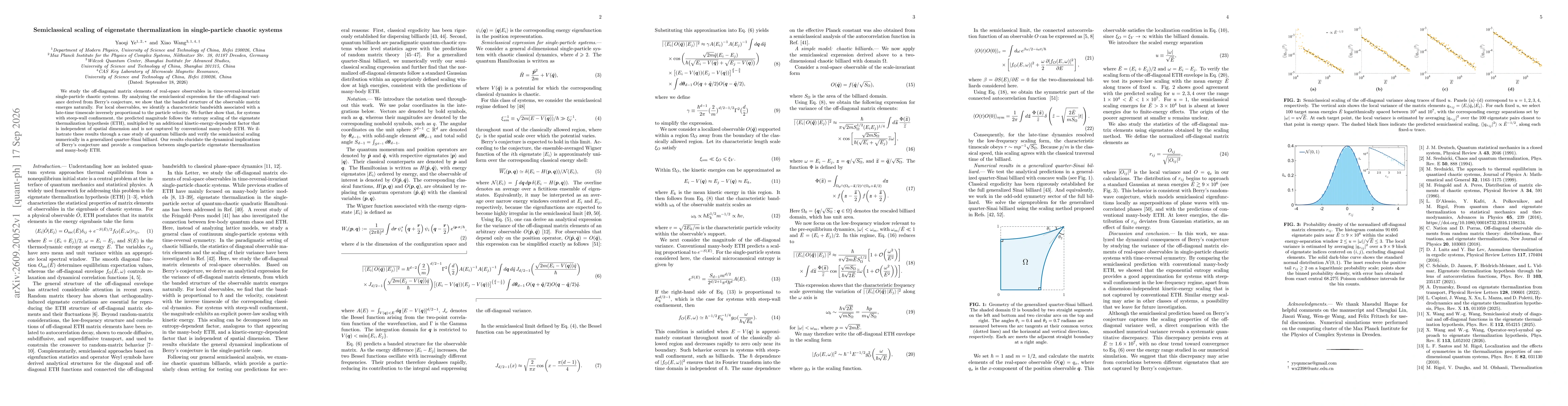 Thumbnail for Semiclassical scaling of eigenstate thermalization in single-particle chaotic systems