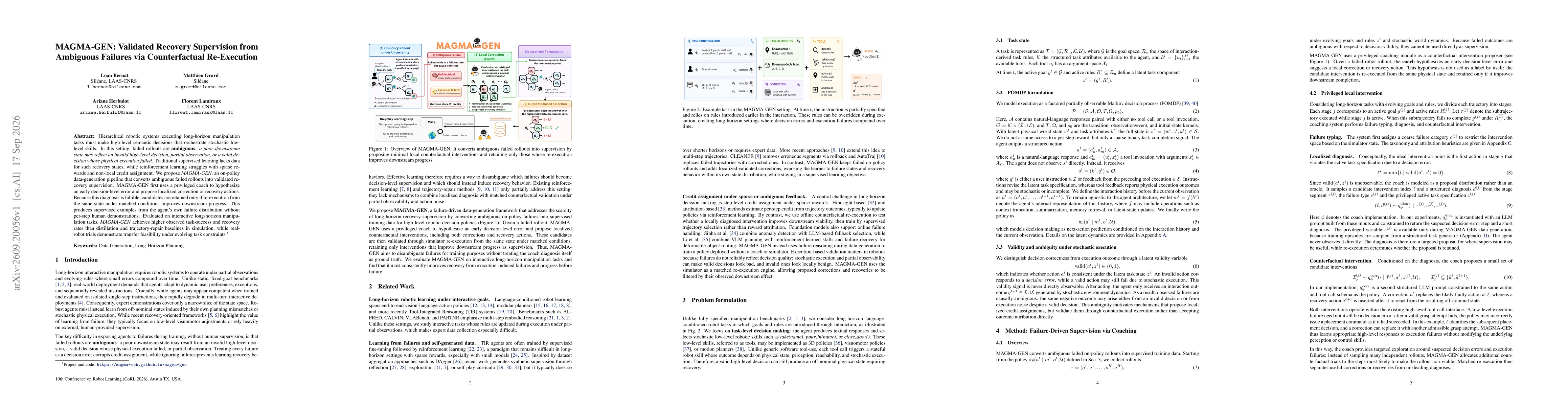 Thumbnail for MAGMA-GEN: Validated Recovery Supervision from Ambiguous Failures via Counterfactual Re-Execution