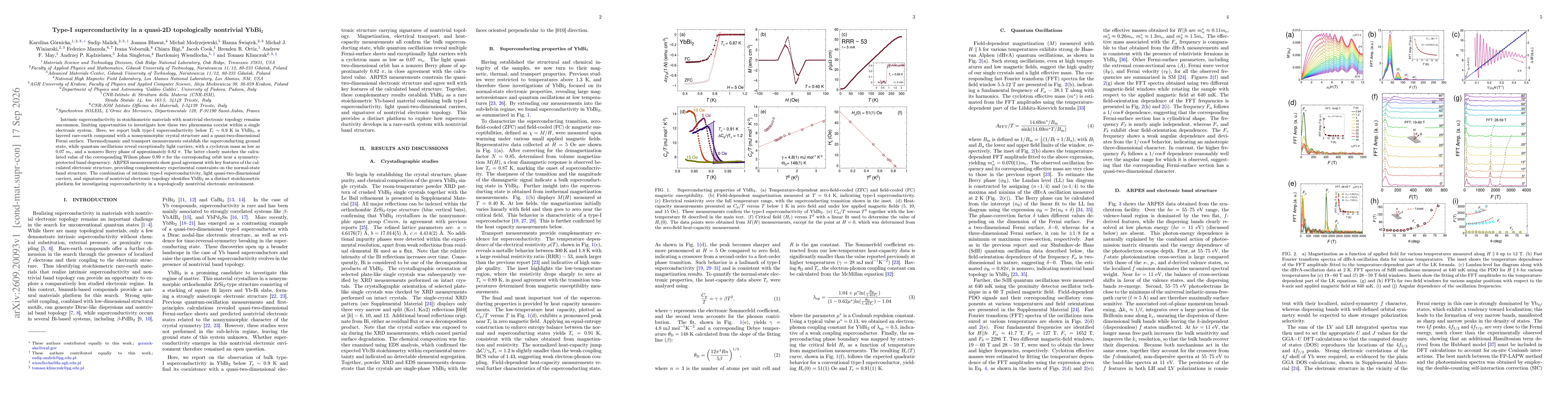 Thumbnail for Type-I superconductivity in a quasi-2D topologically nontrivial YbBi$_2$