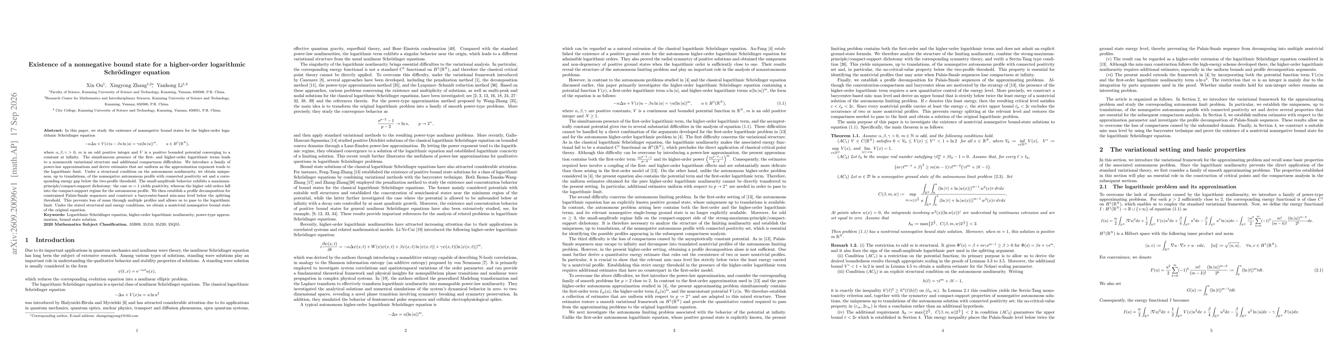 Thumbnail for Existence of a nonnegative bound state for a higher-order logarithmic Schrödinger equation