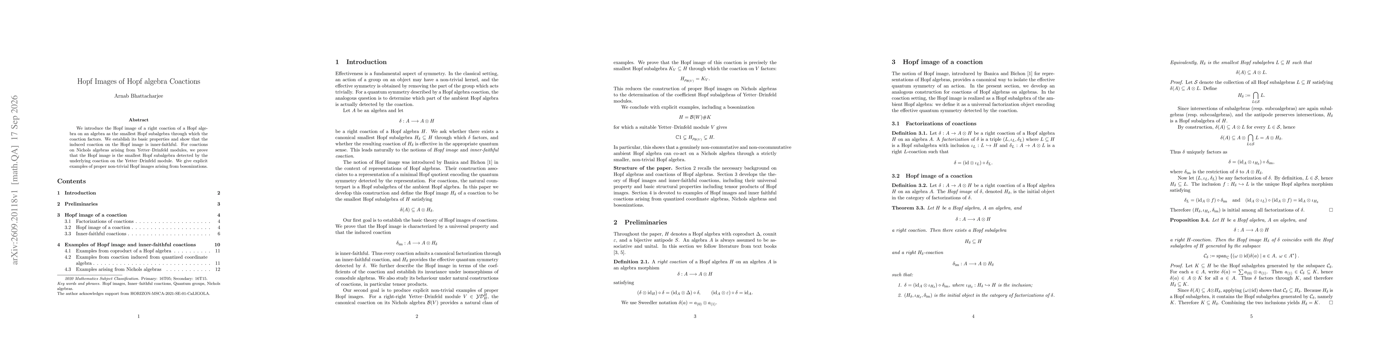 Thumbnail for Hopf Images of Hopf algebra Coactions
