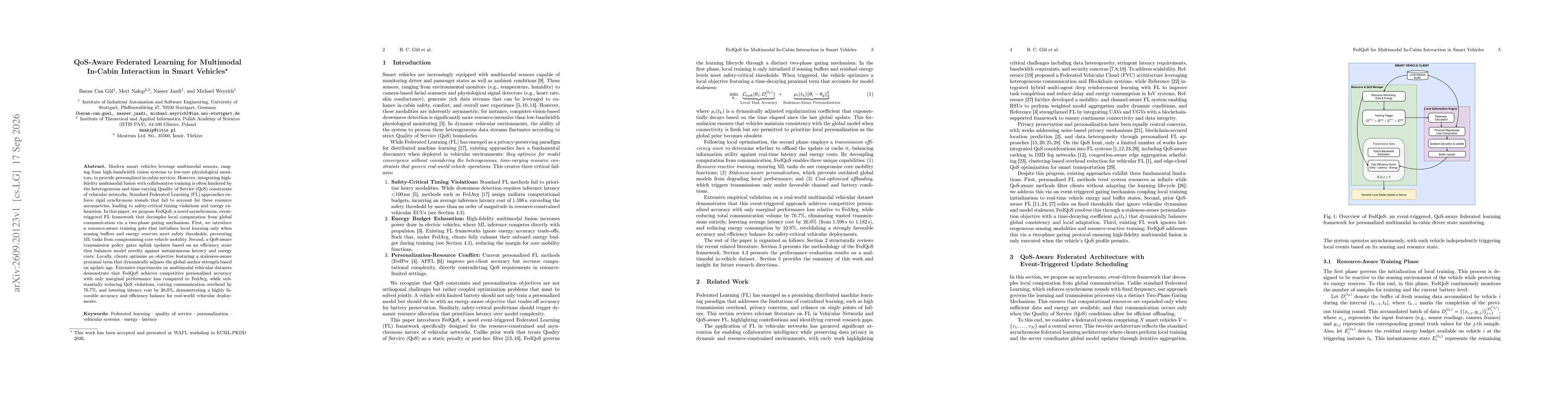 Thumbnail for QoS-Aware Federated Learning for Multimodal In-Cabin Interaction in Smart Vehicles
