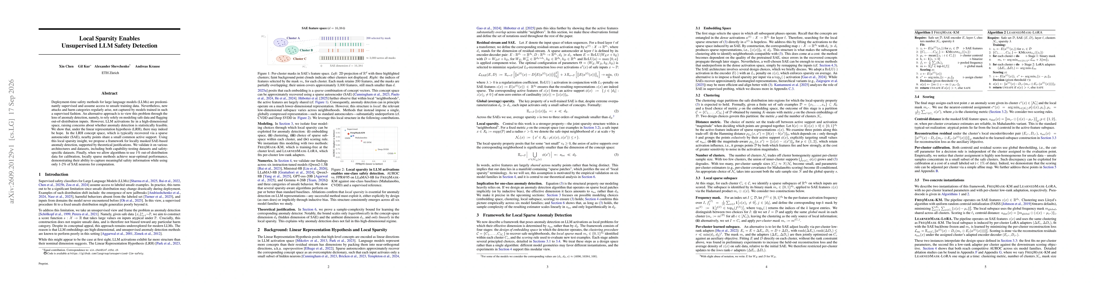 Thumbnail for Local Sparsity Enables Unsupervised LLM Safety Detection
