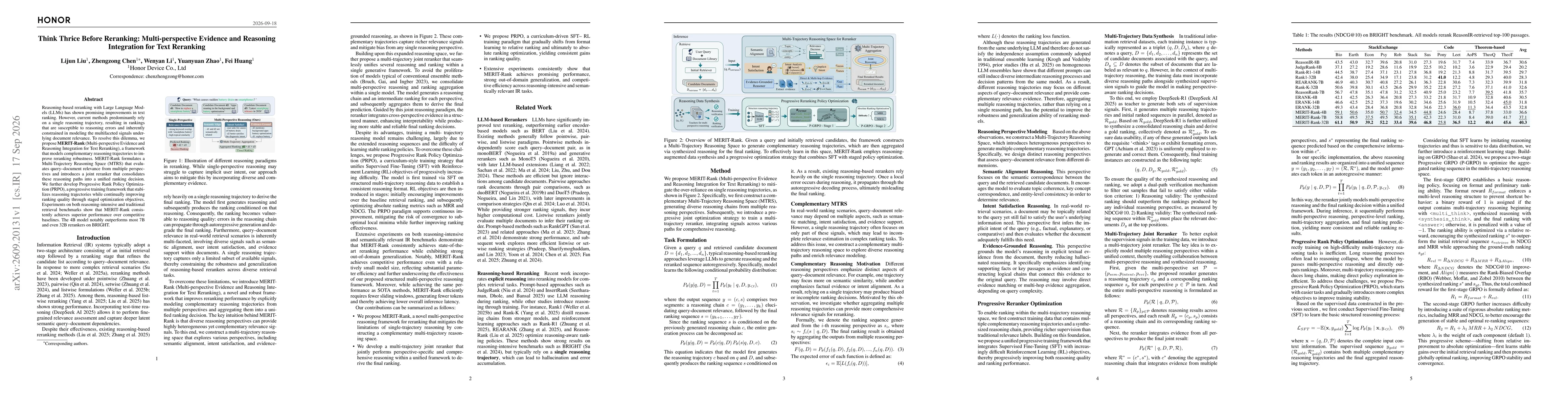Thumbnail for Think Thrice Before Reranking: Multi-perspective Evidence and Reasoning Integration for Text Reranking