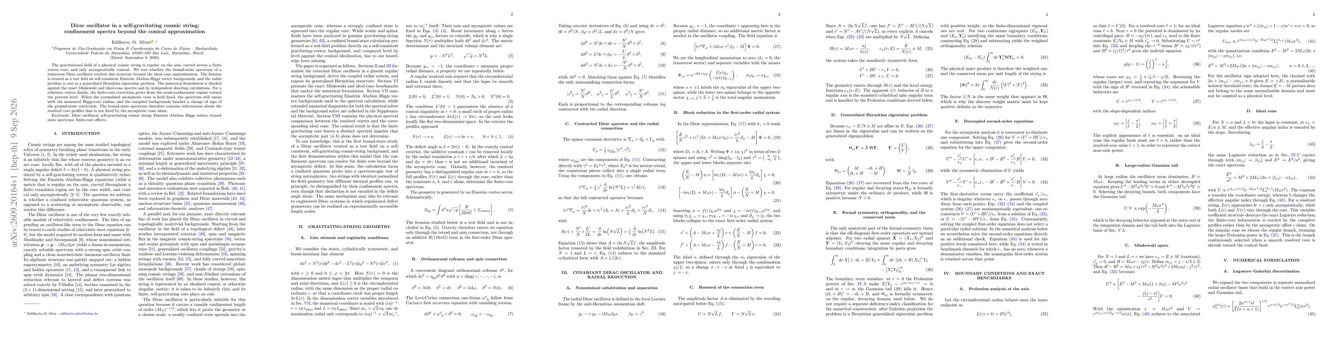 Thumbnail for Dirac oscillator in a self-gravitating cosmic string: confinement spectra beyond the conical approximation