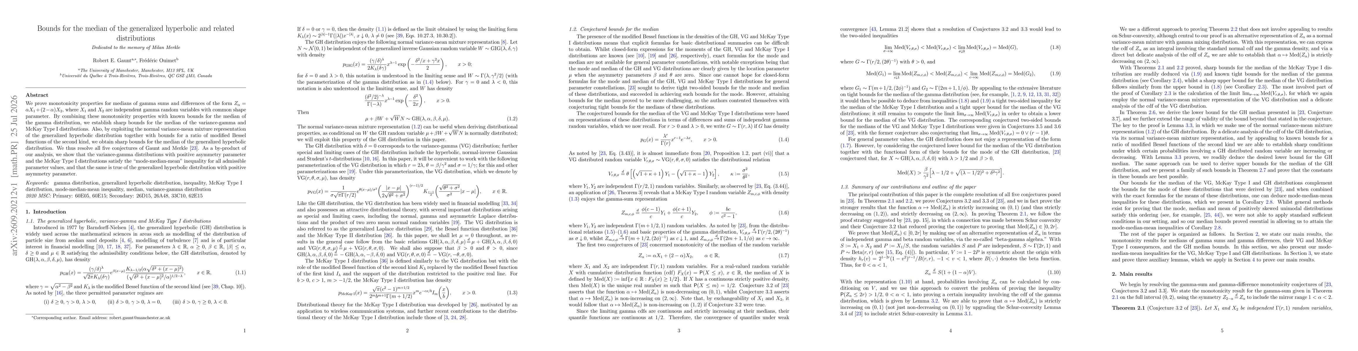 Thumbnail for Bounds for the median of the generalized hyperbolic and related distributions
