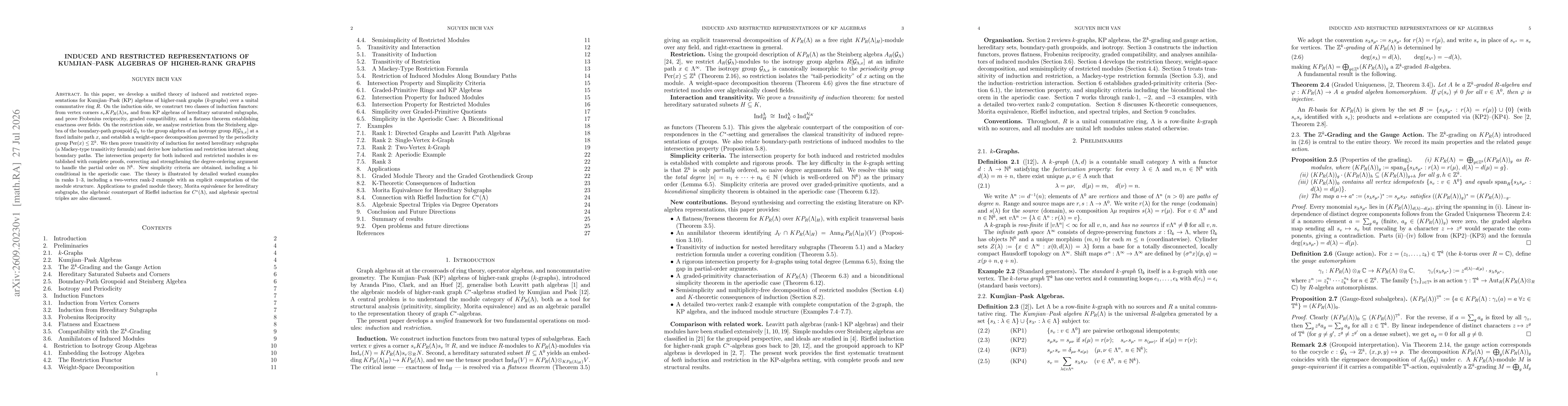 Thumbnail for Induced and Restricted Representations of Kumjian--Pask Algebras of Higher-Rank Graphs