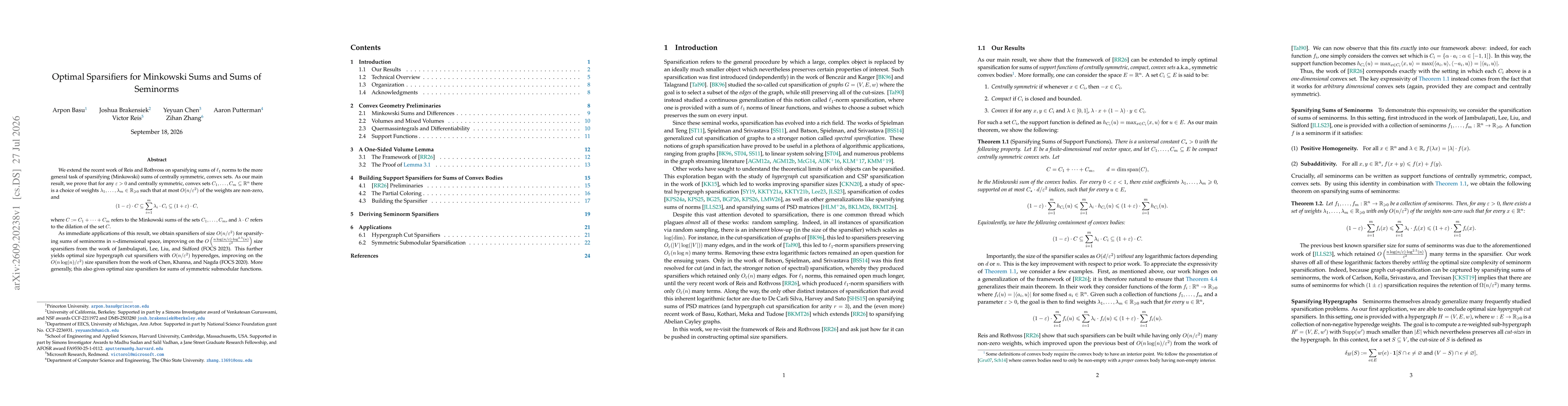 Thumbnail for Optimal Sparsifiers for Minkowski Sums and Sums of Seminorms