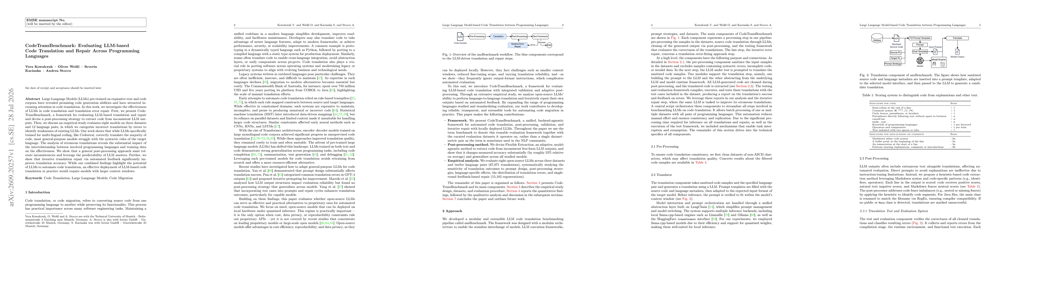 Thumbnail for CodeTransBenchmark: Evaluating LLM-based Code Translation and Repair Across Programming Languages
