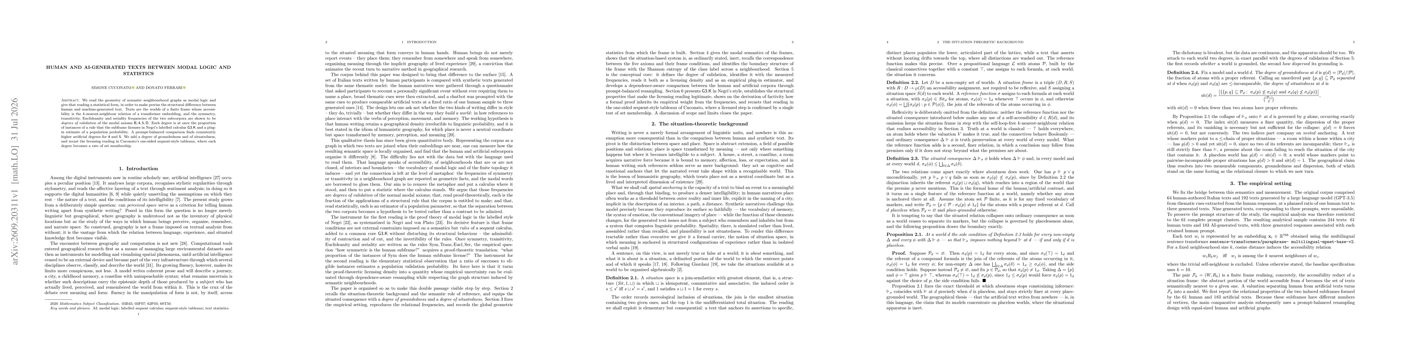 Thumbnail for Human and AI-generated texts between modal logic and statistics