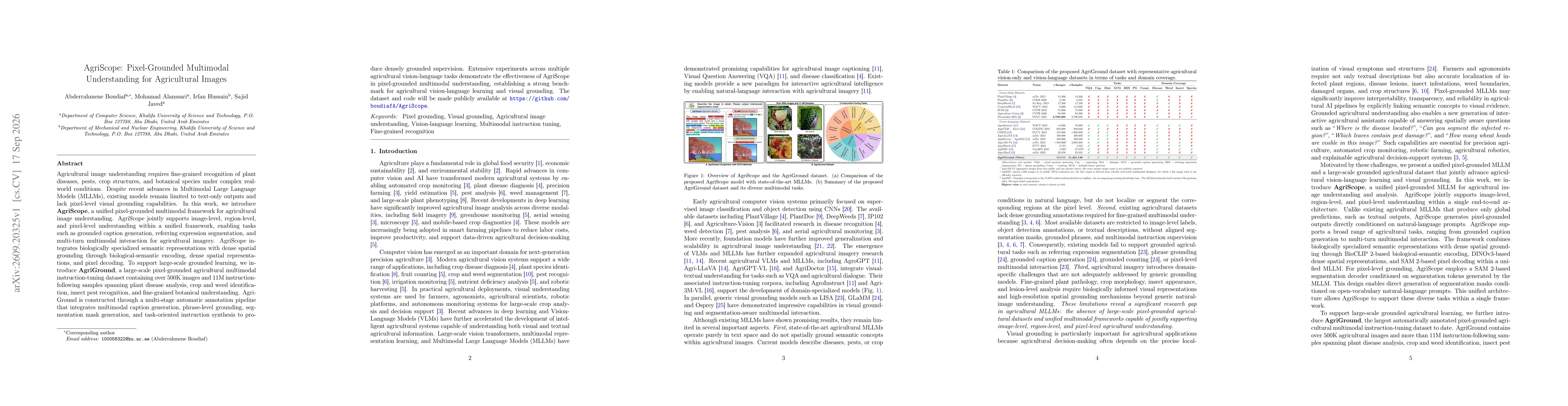 Thumbnail for AgriScope: Pixel-Grounded Multimodal Understanding for Agricultural Images