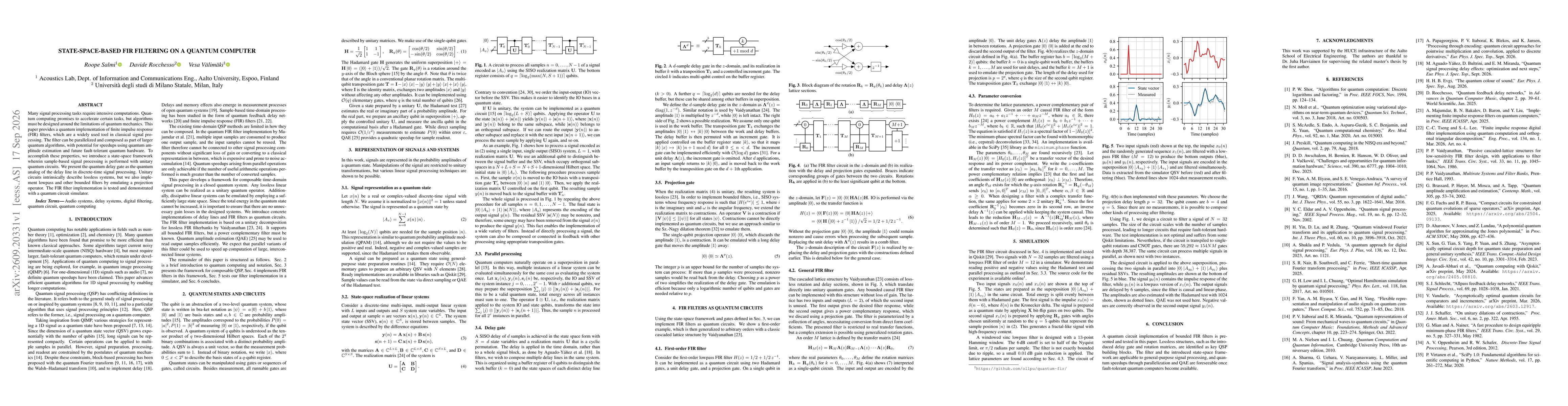 Thumbnail for State-Space-Based FIR Filtering on a Quantum Computer