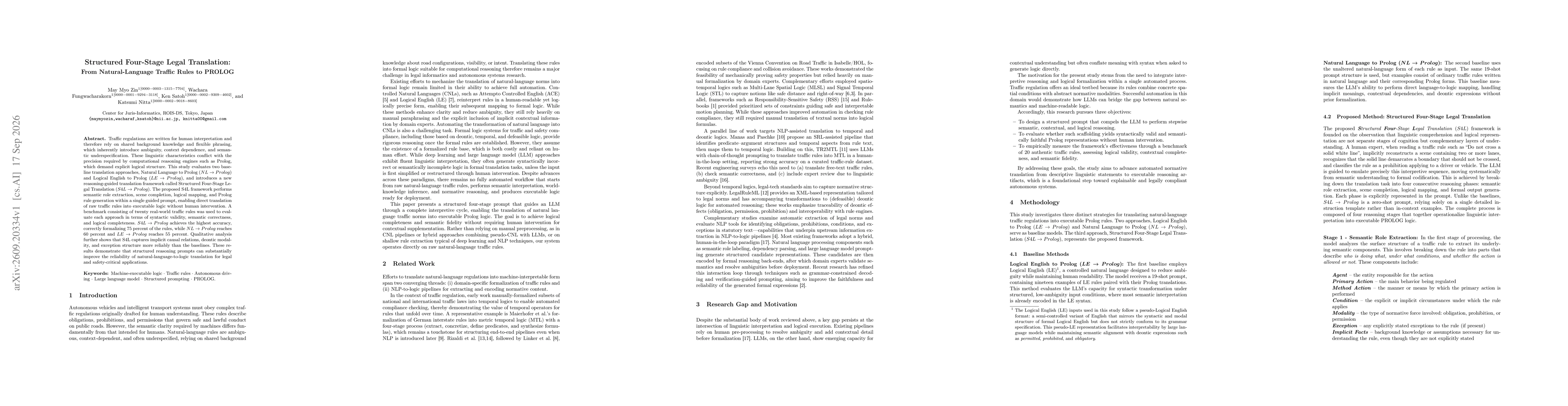 Thumbnail for Structured Four-Stage Legal Translation: From Natural-Language Traffic Rules to PROLOG