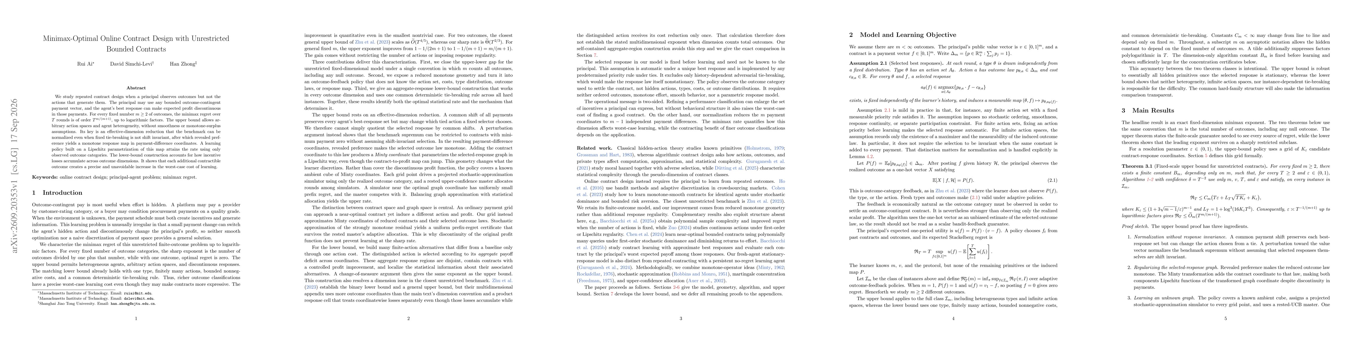 Thumbnail for Minimax-Optimal Online Contract Design with Unrestricted Bounded Contracts