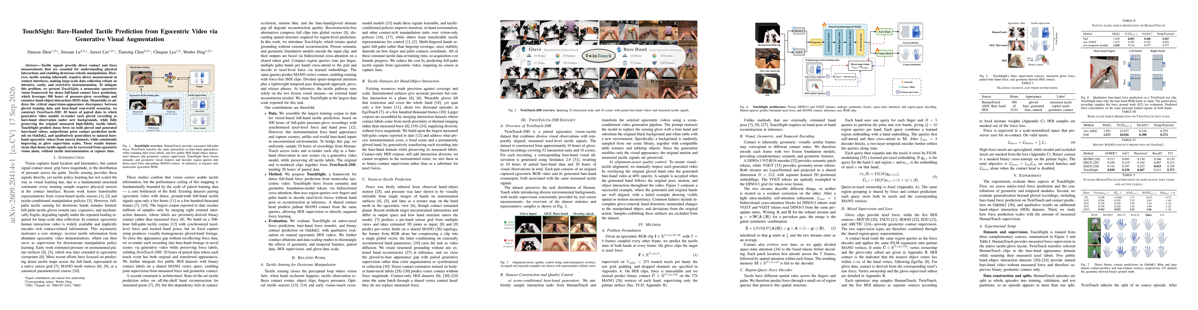 Thumbnail for TouchSight: Bare-Handed Tactile Prediction from Egocentric Video via Generative Visual Augmentation