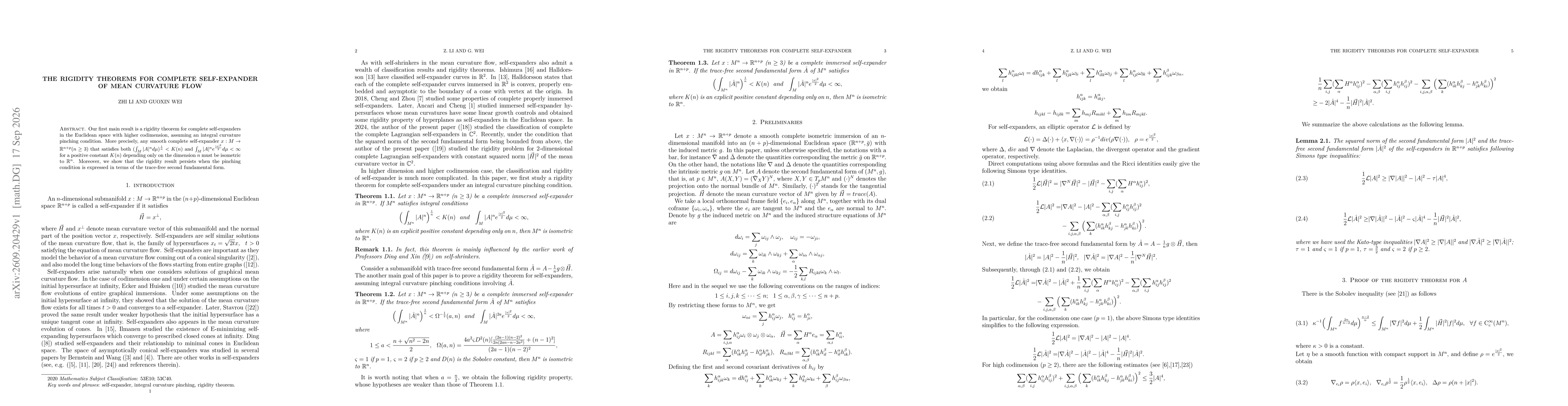 Thumbnail for The rigidity theorems for complete self-expander of mean curvature flow