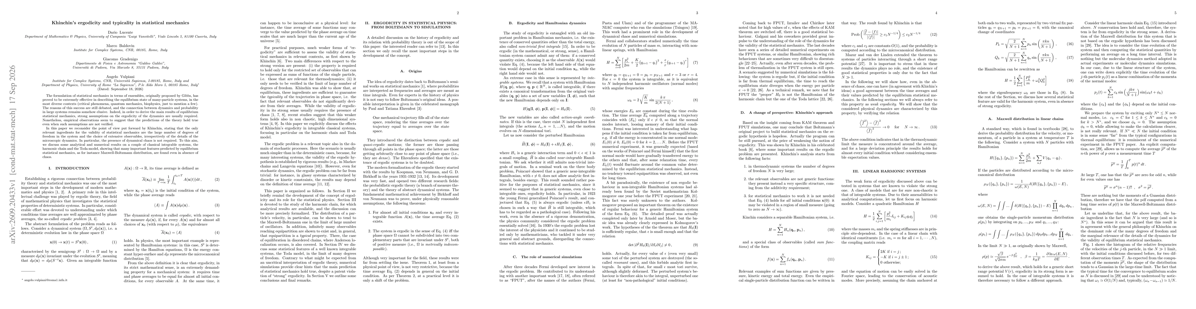 Thumbnail for Khinchin's ergodicity and typicality in statistical mechanics