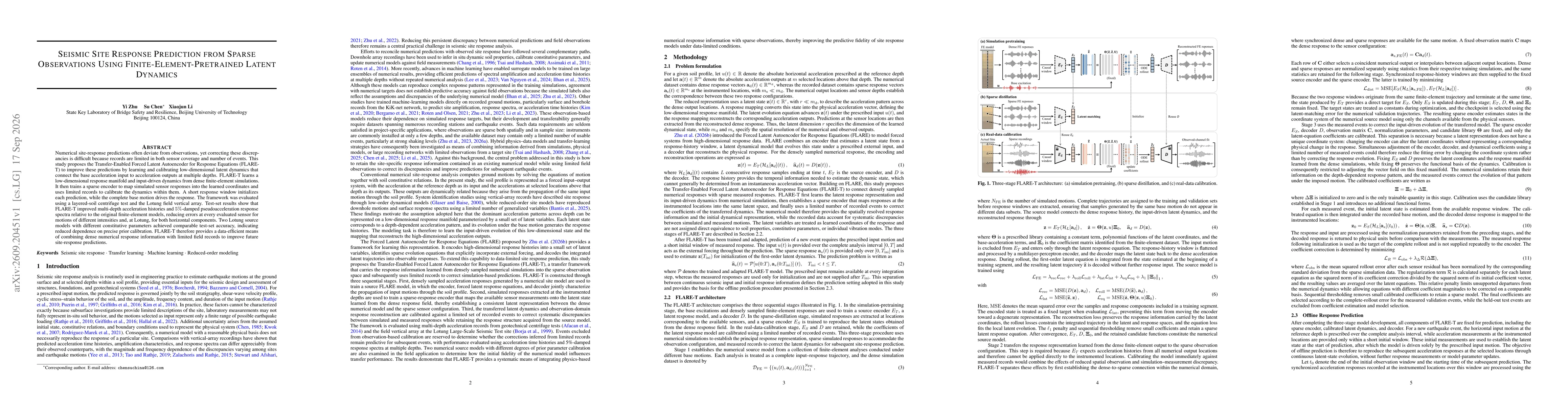 Thumbnail for Seismic Site Response Prediction from Sparse Observations Using Finite-Element-Pretrained Latent Dynamics