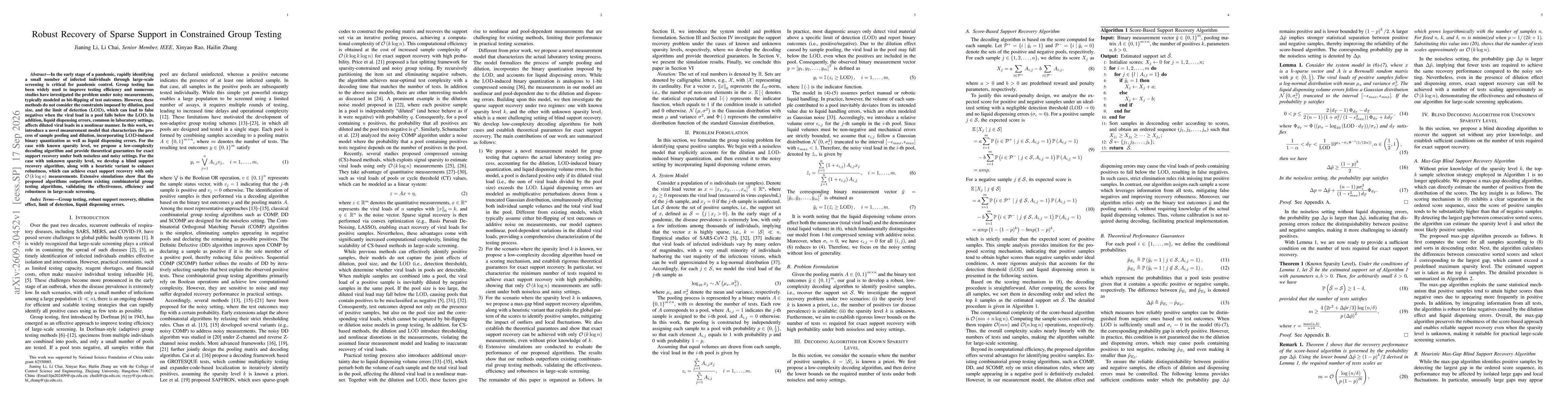 Thumbnail for Robust Recovery of Sparse Support in Constrained Group Testing