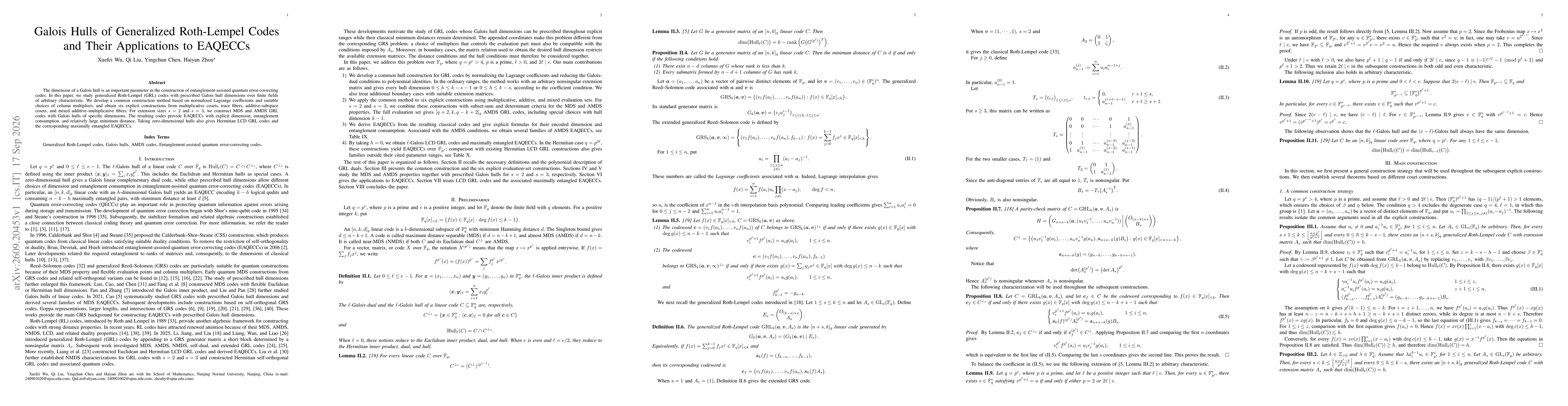 Thumbnail for Galois Hulls of Generalized Roth-Lempel Codes and Their Applications to EAQECCs